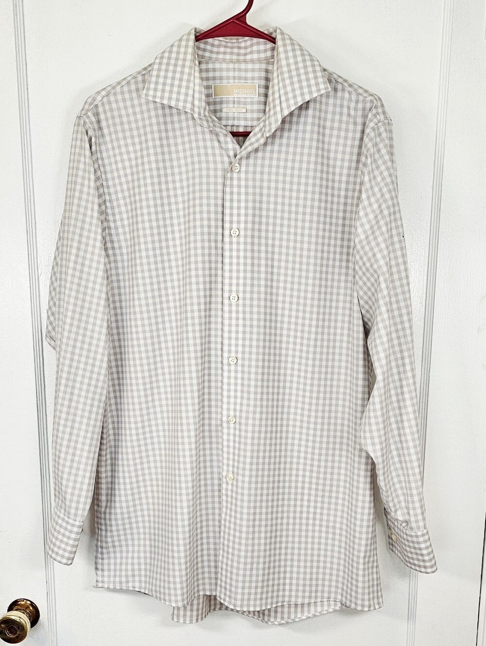 Non Iron Michael Kors Checkered Button Down Dress Shirt